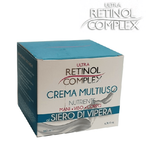 Trade Shop Traesio-retinol Complex Crema Multiuso Nutriente Siero Di Vipera Corpo Mani Viso 200ml -