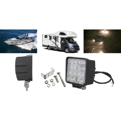 Trade Shop Traesio-faro Supplementare Profondità 12v 16 Led 48w Auto Fuoristrada Quadrato 6000k -