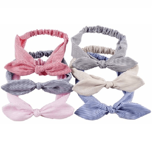 Fascia Elastica 2 Pezzi Righe Annodata Fiocco Retro Ferma Capelli Accessori -