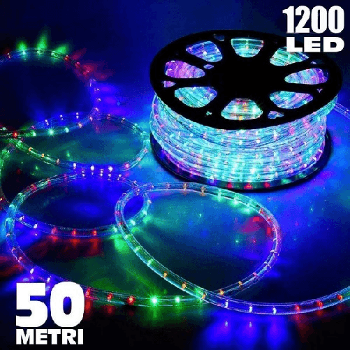 Trade Shop Traesio-tubo Luminoso 1200 Led 50 Mt Multicolor Uso Esterno Controller 8 Giochi Luce -