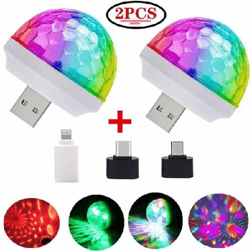 Set 2 Luci Magiche Magic Balls Led Usb Smartphone Discoteca Party Led8272 -
