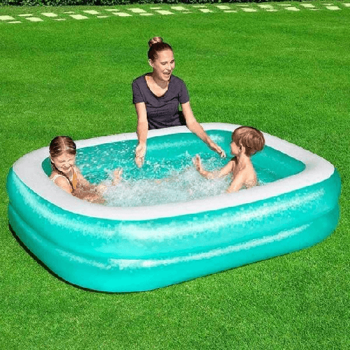 Piscina Gonfiabile Fuoriterra 2 Anelli Rettangolare 201 X 150 X 51 Cm Giardino -