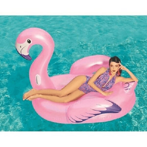 Trade Shop Traesio-fenicottero Gonfiabile Cavalcabile Galleggiante Mare Piscina 1.40 X 1.32 X 1 Mt -
