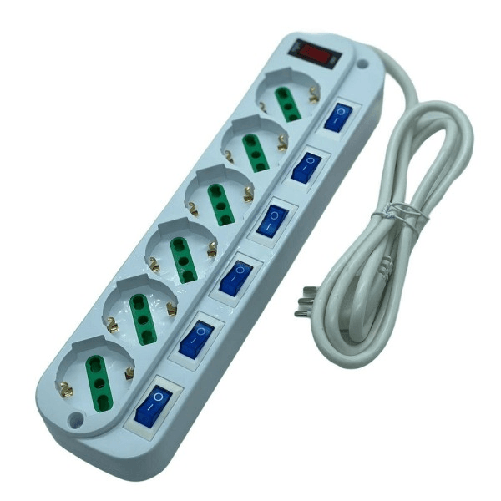 Trade Shop Traesio-multipresa Ciabatta Elettrica Con 6 Prese Universali Ita 10/16a Schuko Bipasso -