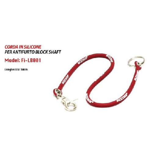 Portachiavi Block Shaft Auto Corda Silicone Antifurto Bloccasterzo Filb001 Rosso -