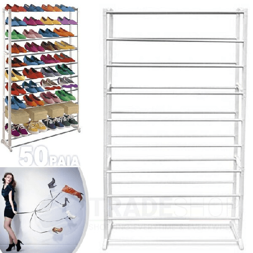 Trade Shop Traesio-scarpiera 50 Paia Scarpe Salvaspazio Organizer Ordine Ripostiglio Casa Armadio -