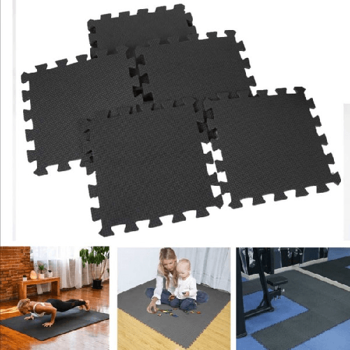 Trade Shop Traesio-tappeto Puzzle Tappetino Fitness Palestra Multiuso Schiuma Eva 10pz 30x30cm Nero -
