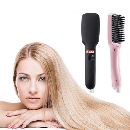 Spazzola Ionica Elettrica Riscaldante Lcd Snoda Liscia Capelli Lisci 2 In 1 Ptc -