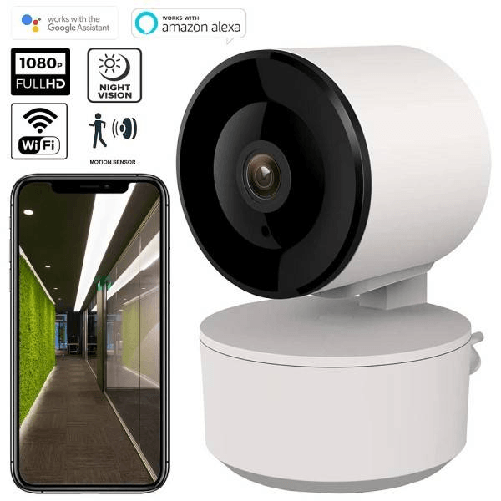 Trade Shop Traesio-telecamera Fhd 1080p Wifi Smart Motorizzata 3.6mm Sensore Movimento Alexa Google -