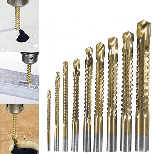 Punte Acciaio Set Da 9 Trapano Per Forare Titanio Legno Ferro Fresare Filettare -