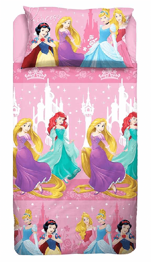 PRINCESS PRINCIPESSE HERMET COMPLETO LENZUOLA LETTO SINGOLO 1 PIAZZA DISNEY