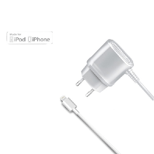 Trade Shop Traesio-caricabatterie Da Rete Da 1a Con Connettore Lightning Mfi Bianco White -