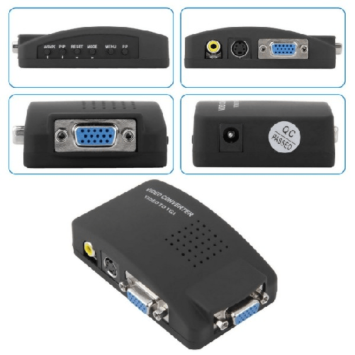 Trade Shop Traesio-adattatore Convertitore Video Da Vga Rca S-video In Vga Out Pc Notebook Nero -