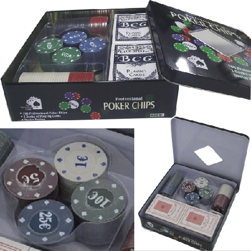 Set Kit Cofanetto Poker Texas Holdem 100 Fiches Chips Set Professionale Poker -