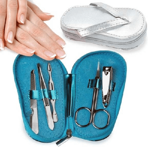 Trade Shop Traesio-set Per Manicure E Pedicure 5 Pezzi Flip Flop In Astuccio Pvc Beach Slipper -