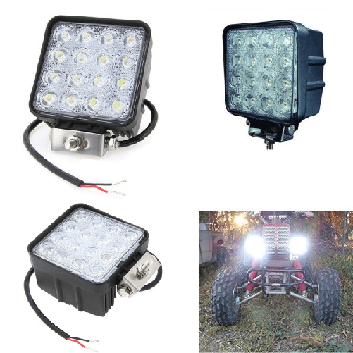 Faro Supplementare Profondità 12v 16led 48w Auto Fuoristrada Quadrato 6000k Ip68 -