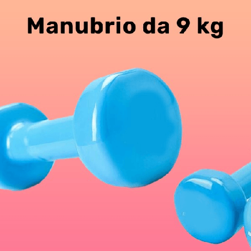Trade Shop Traesio-manubrio Singolo 9 Kg In Vinile Allenamento Esercizi Casa Palestra Workout Fit -