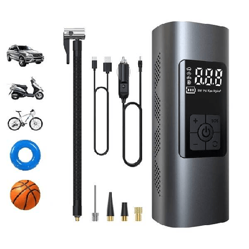 Trade Shop Traesio-mini Compressore Ad Aria Portatile Gonfiatore Ricaricabile Display Led Auto -