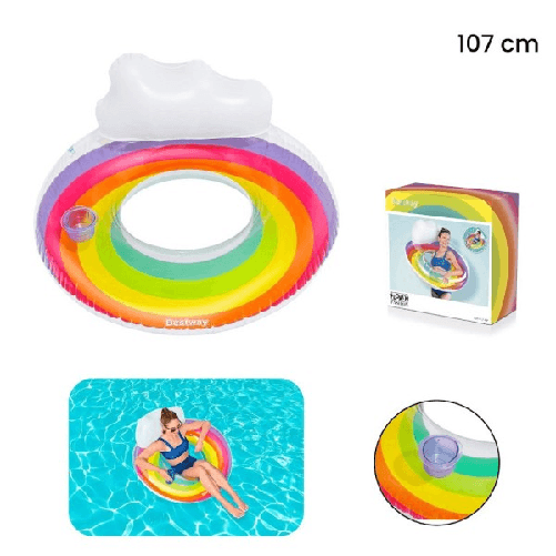 Poltrona Gonfiabile Con Schienale Portabicchiere Fashion Rainbow Dream 107cm 43647 -