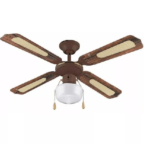 Ventilatore A Soffitto 4 Pale 108cm 3 Velocita' + Luce In Legno E Metallo 55w -