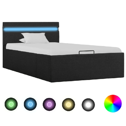 Giroletto con Contenitore e LED Grigio Scuro Tessuto 90x200 cm