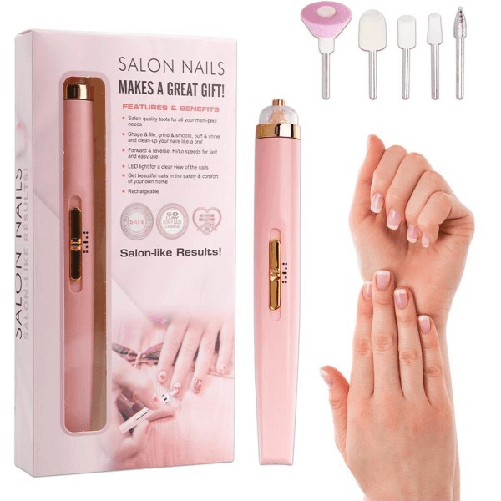 Trade Shop Traesio-fresa Unghie Set Per Manicure Pedicure Lima Ricaricabile 5 Punte Leva Cuticole -