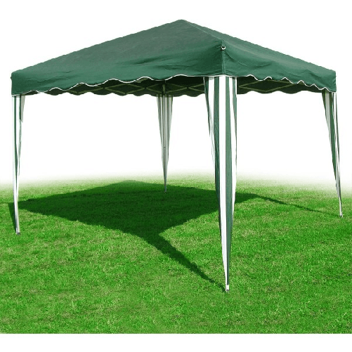 Trade Shop Traesio-gazebo 3x3 Mt Pieghevole Richiudibile Tendone Giardino Colore Verde Impermeabile -