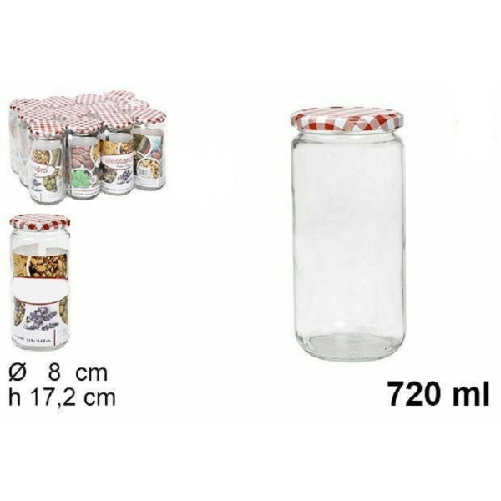 Trade Shop Traesio-set 12 Pezzi Contenitore Barattolo In Vetro Con Coperchio Barattolini 720ml -