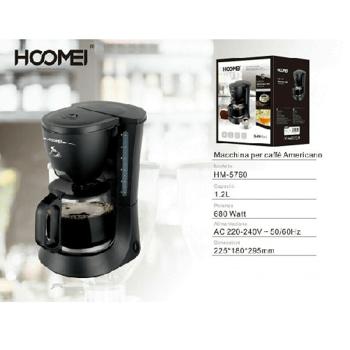 Macchina Per Caffe' 10 Tazze 680 Watt 1.2 Lt Americano Ottima Qualita' Hoomei -