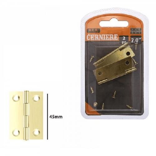 Trade Shop Traesio-set 2 Pezzi Cerniere In Ottone Per Porte Mobili Armadi Sportelli Ante 45mm 69038 -