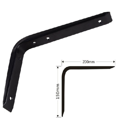 Trade Shop Traesio-staffe Angolari 2pz Supporto Staffa Angolare Reggimensole Nero 200 X 150 X 30 Mm -