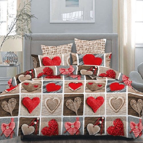 Trade Shop Traesio-completo Matrimoniale Caldo Lenzuolo 250x290cm Maxi Angoli Cuori Ricamati -