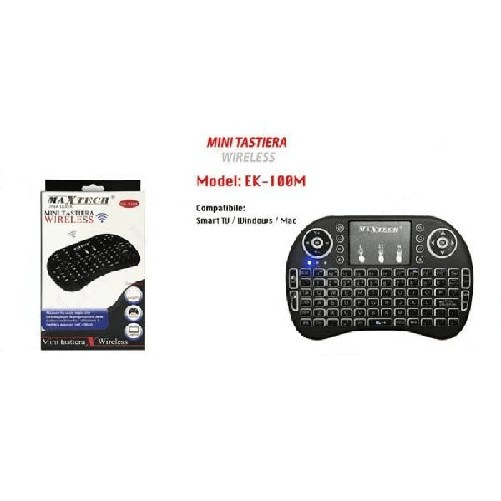 Maxtech-mini Tastiera Wirelesss Wifi Ek-100m Per Smart Tv Box Playstation Xbox Pc Laptop -