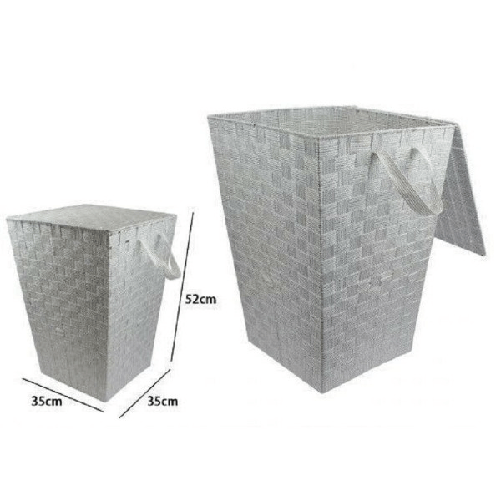 Trade Shop Traesio-cesto Cestino Portatutto Portaoggetti Casa Coperchio 35x52cm 79102 Grigio Chiaro -