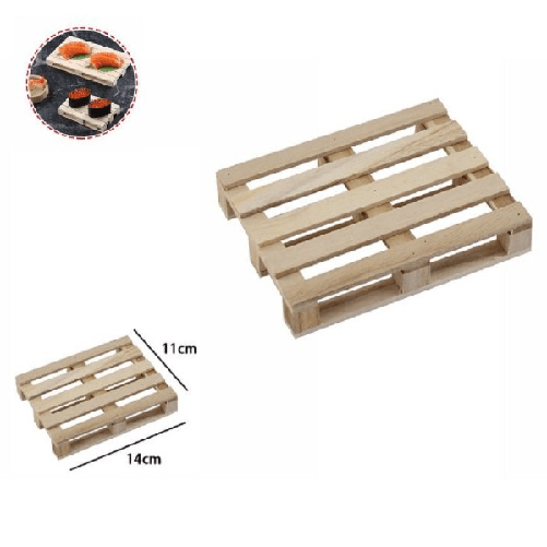 Trade Shop Traesio-set 2pz Mini Pallet Di Legno Bancale Vassoi Piatto Sottobicchiere 14x11cm 74032a -