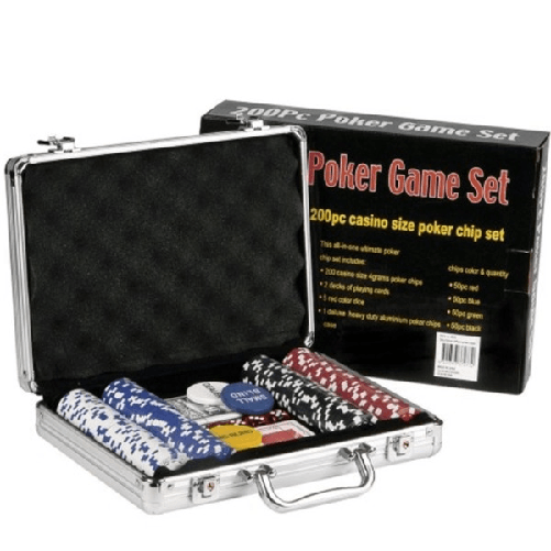 Set Kit 200 Poker Fiches Chips Valigetta Carte Gioco Tavolo Texas Holdem Dealer -