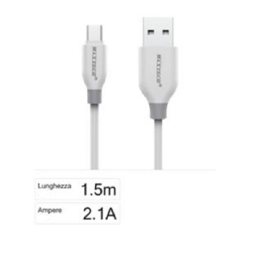 Maxtech-cavo Usb A Micro Usb Sincronizzazione Dati Ricarica 2.1a 1.5mt Smartphone F-s029 -
