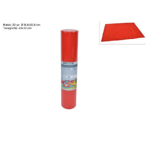 Trade Shop Traesio-set 20 Pezzi Tovagliette Tovaglie A Strappo Runner Tnt Rullo 30 X 40 Cm Rosso -