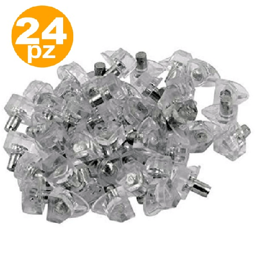 Set 24 Supporti Perno Per Mensole Reggimensola Pioli Morsetto Triangolare Trasparente -