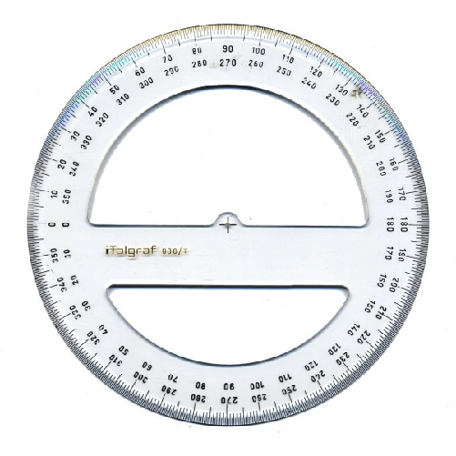 Goniometro Circolare 360 Gradi Diametro 10 Cm Per Angolo Angoli Scolastico -