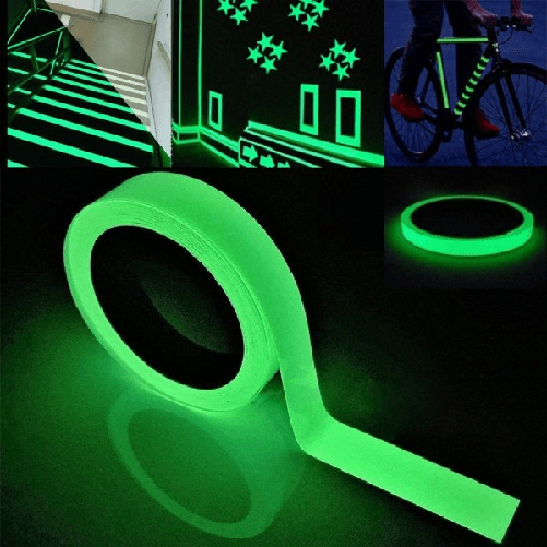 Trade Shop Traesio-nastro Luminoso Adesivo Fluorescente Sicurezza Impermeabile Luce Verde 3mt X 3cm -