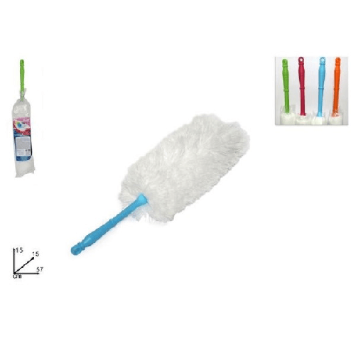 Piumino Spolverino Microfibra Cattura Polvere Pulizia Con Manico Colorato -