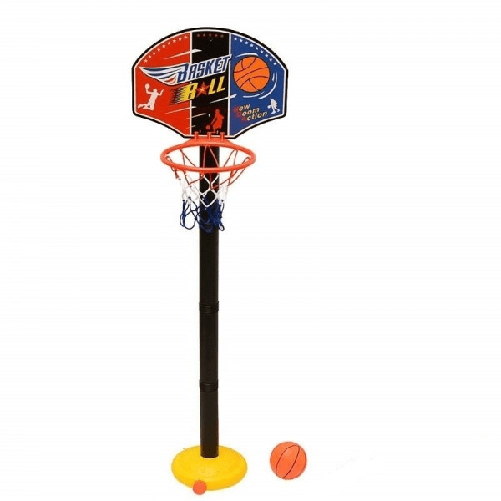 Set Canestro 115cm + Pallone Basket Con Rete Bambini Giocattolo Base Regolabile -