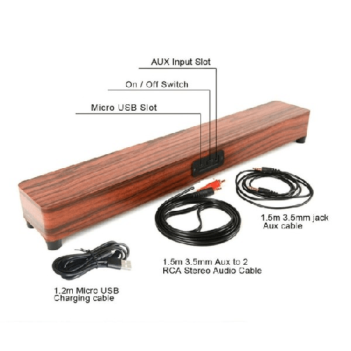 Speaker Cassa Soundbar Legno Aux Bluetooth 4.2 Wireless Smartphone Tv Tablet Pc -