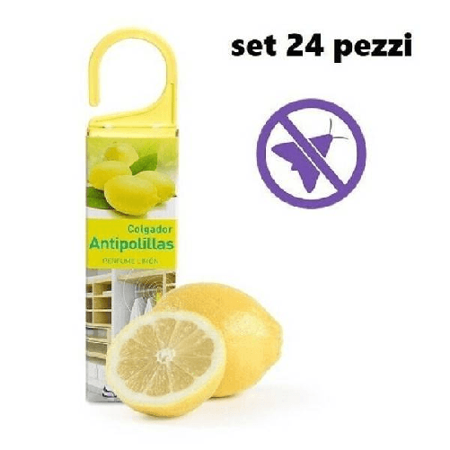 Trade Shop Traesio-set 24 Pezzi Antitarmico Anti Tarme Profumato Con Gancio Deodorante Limone -