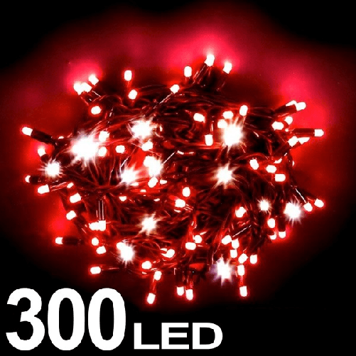 Trade Shop Traesio-catena Luminosa 300 Led Colore Rosso Uso Interno Con Controller 8 Funzioni -