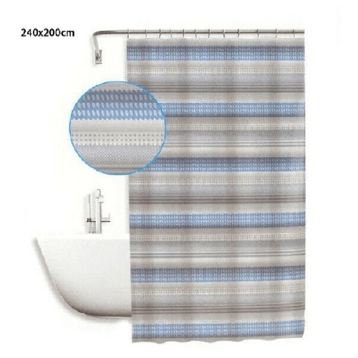 Cleafe-tenda Doccia Antimuffa Impermeabile 240x200cm Con Anelli Righe Orizzontali 59524 -