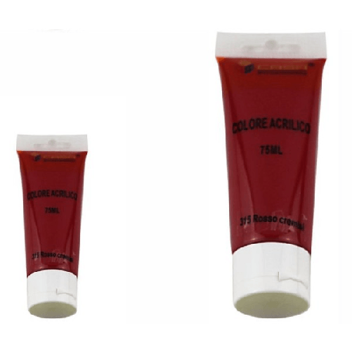 Set 6pz Pittura Acrilica Vernice Confezione Colore Rosso Cremisi Tubo 75ml 07501 -