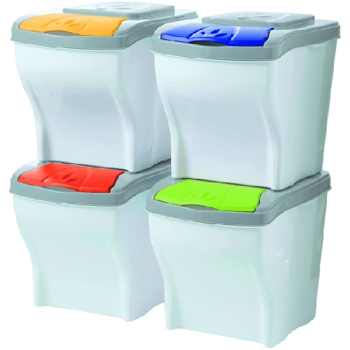 Trade Shop Traesio-pattumiera Per Raccolta Differenziata 4 Colori Verticale Bidoni Spazzatura 80 Lt -