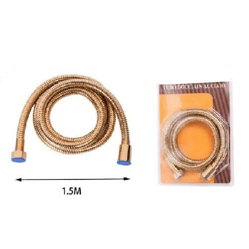 Trade Shop Traesio-laccio Tubo Flessibile Doccia Acciaio Dorato Universale Lunghezza 1,5 Mt -